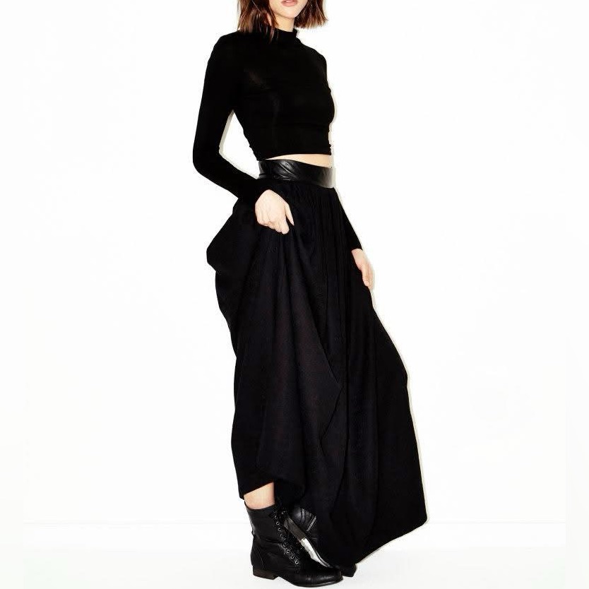 Genuine Leather Waistband_photo/Pr Sample_maxi Skirt